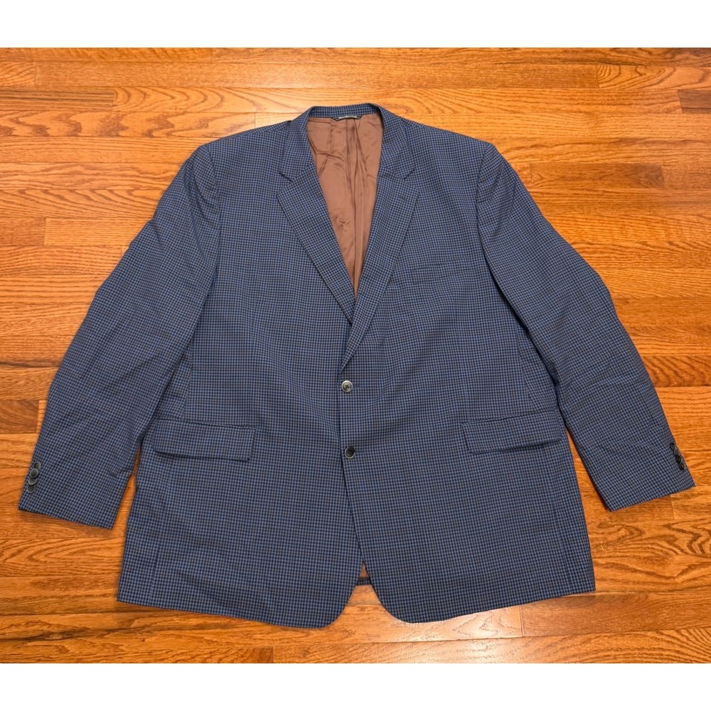 Jack Victor Rochester Blazer Sport Coat Mens 56L Blue Brown Check Wool Canada